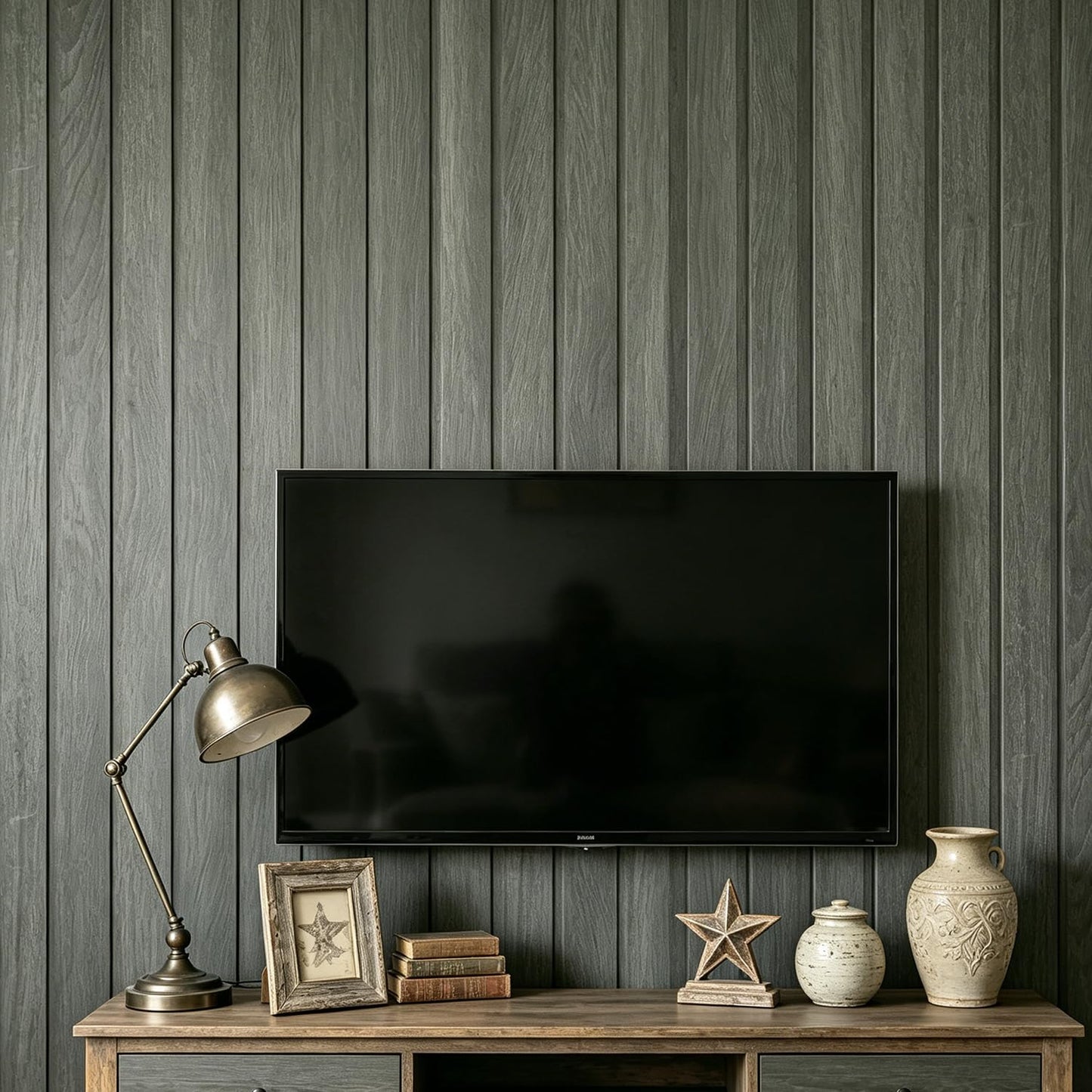 YENHOME Black Wood Slat Peel and Stick Wallpaper 17.7X10 ft Removable Faux Wood Contact Paper Renter Friendly Waterproof No Residue Decor for Bedroom Accent Wall Cabinet Furniture Kitchen Bathroom