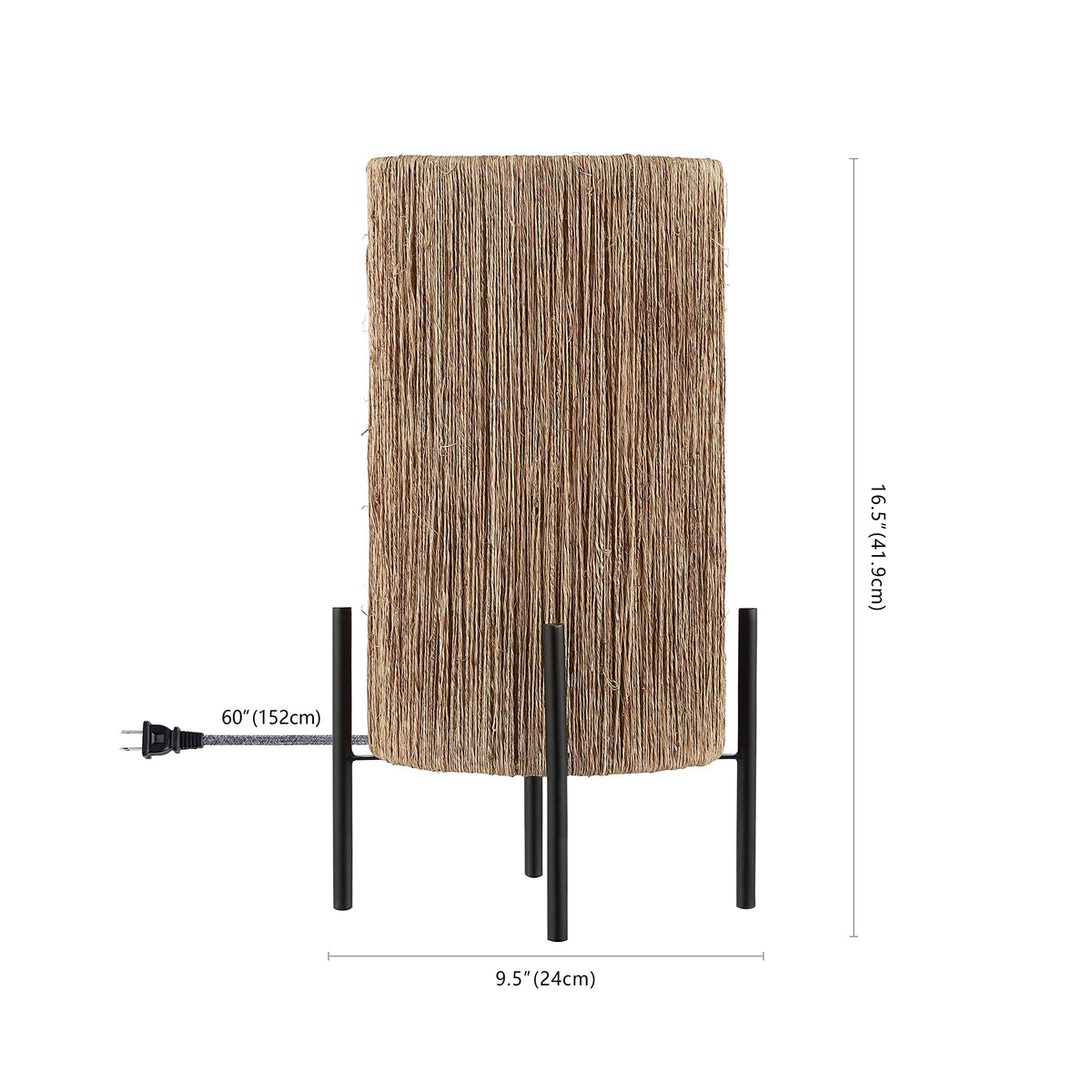 JONATHAN Y 16.5" Brown Woven Rattan LED Table Lamp, Coastal Minimalist Cylinder Accent Light for Living Room, Bedroom, Nightstand, Bohemian Style, LED Bulb Included JYL4043A