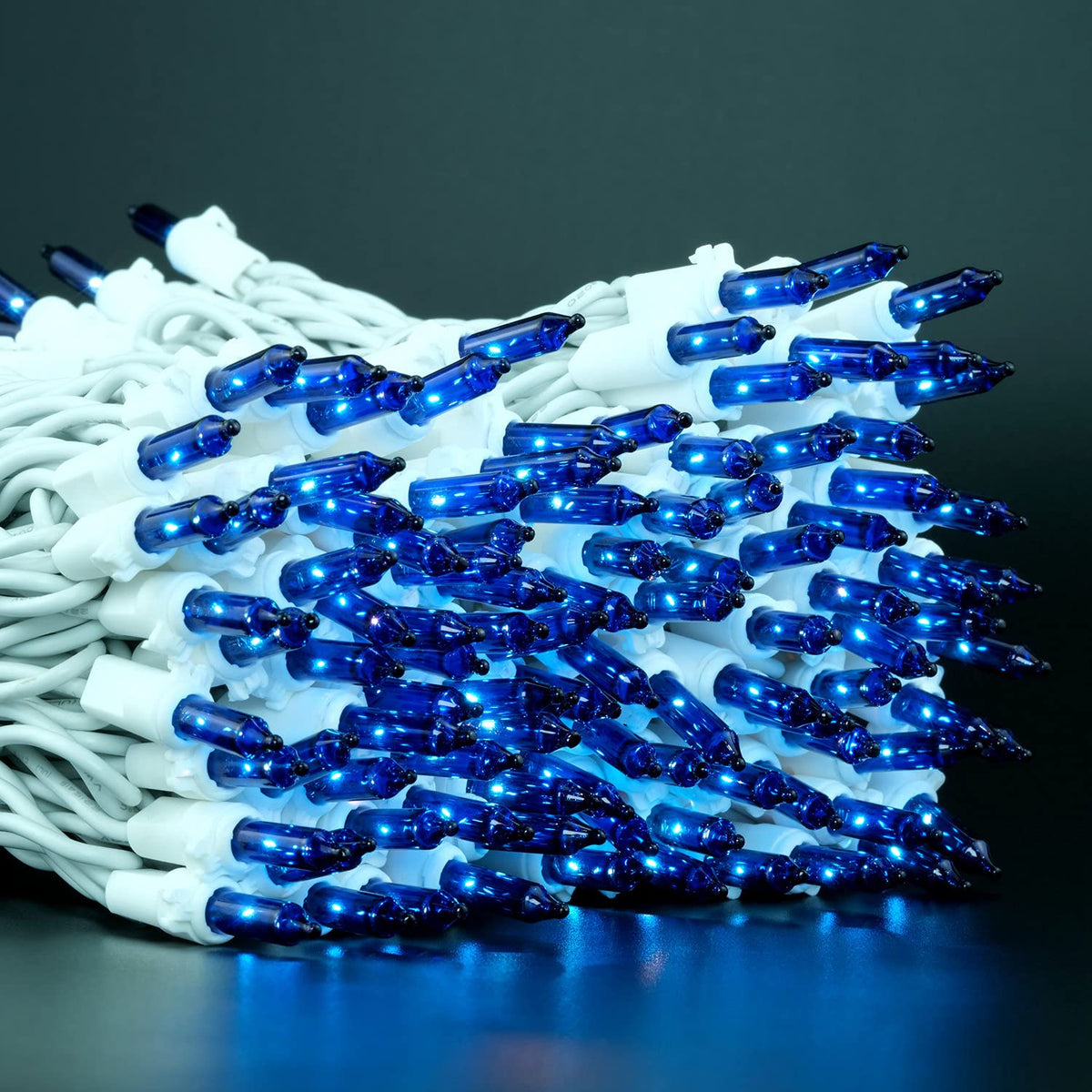 YULETIME 200 Blue Christmas String Lights, 2-Set 33 ft 100 ct White Wire