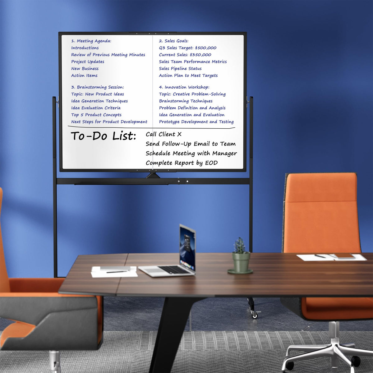 Large Rolling Whiteboard on Wheels, 48" x 36" Double-Sided Mobile White Board with Stand, 4' x 3' Portable Standing Magnetic Dry Erase Board Easel for Home Office Classroom School, Black