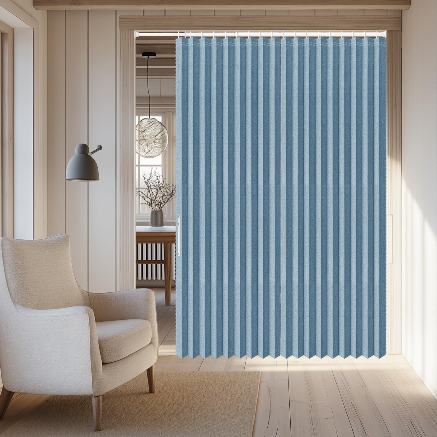 AJAZZ Blackout Accordion Door with Curtain Rods Included Closet Door Curtain Privacy Sound Proof Curtains Suitable for Bedroom Living Room Doorway Curtain Sets (1 Pack, 72 W x 78 L, Blue)