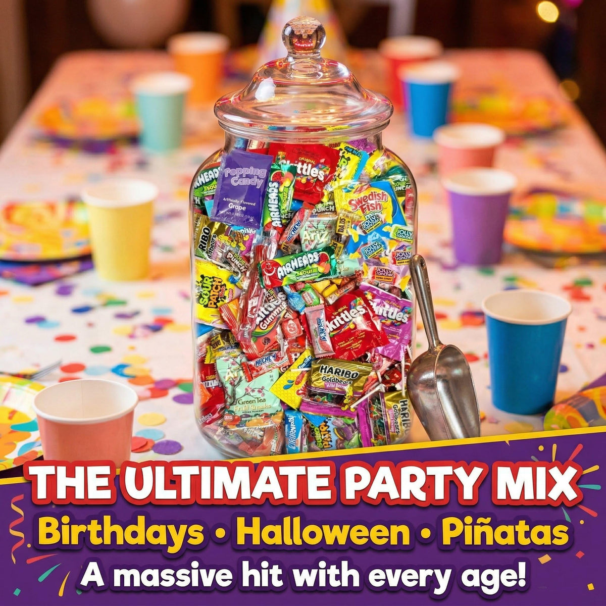 Ultimate Assorted Candy Party Mix - 2 LB Bag - Mega Variety Bulk Assortment - Individually Wrapped Candy - Queen Jax - Variety Pack