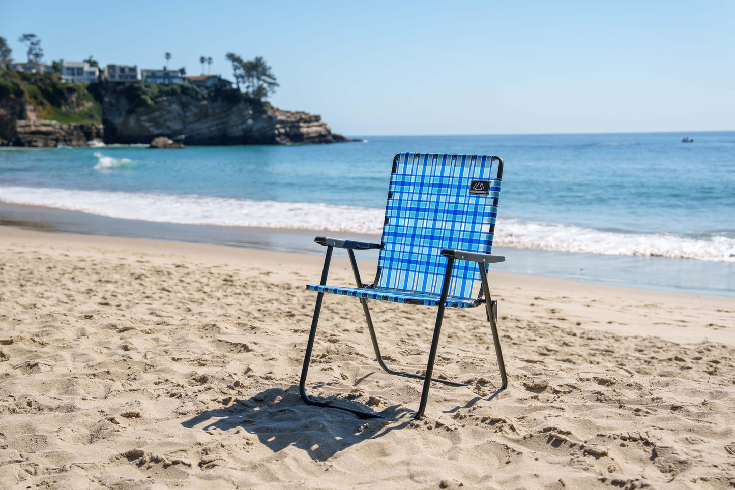 MOUNTAIN SUMMIT GEAR Retro Webbed Camping Chair - Lightweight, Foldable, Durable Steel Frame, 300lb Capacity, Vintage Stripes by Caddis Sports (2, Ocean Blue)