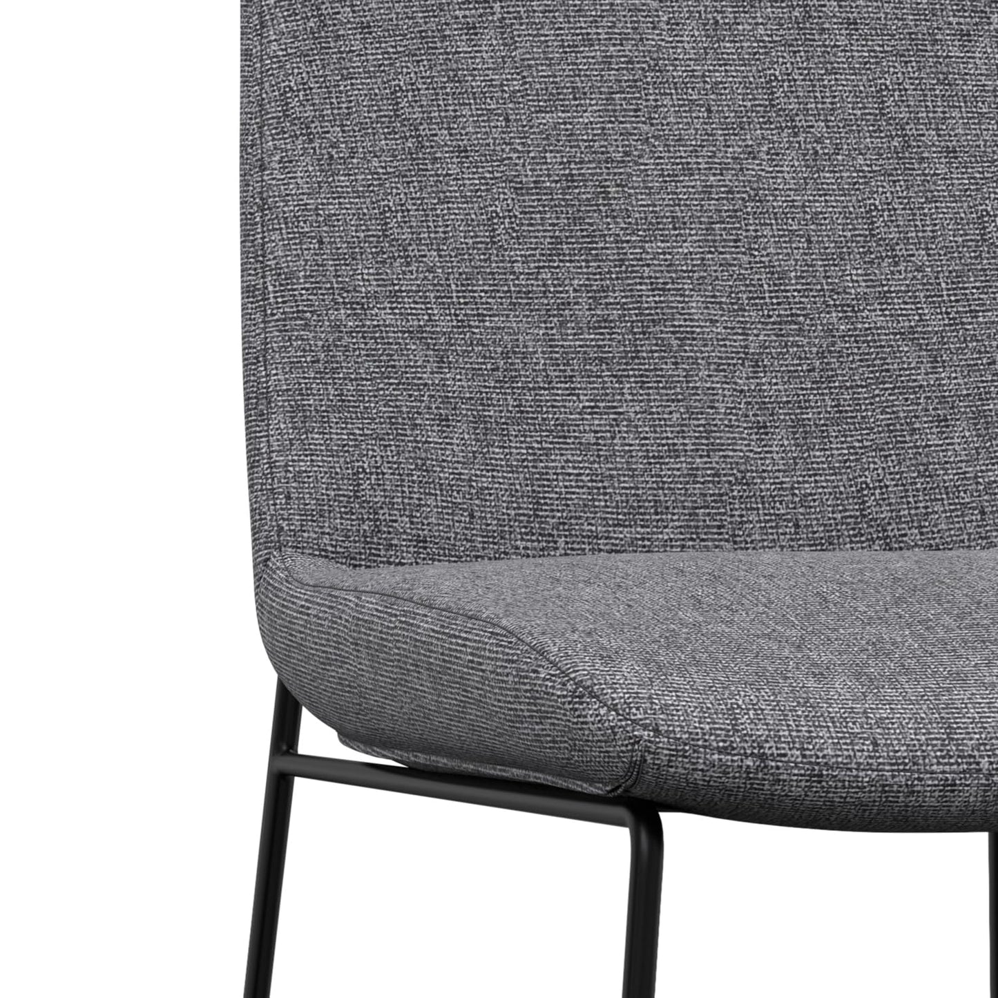 SIMPLIHOME Corina Dining Chairs - Upholstered Black Metal and Linen-Style Fabric Kitchen Chair Set in Grey, Modern Minimalist Dining Room Seating with Sled Base and Cushioned Seat (Set of 2)