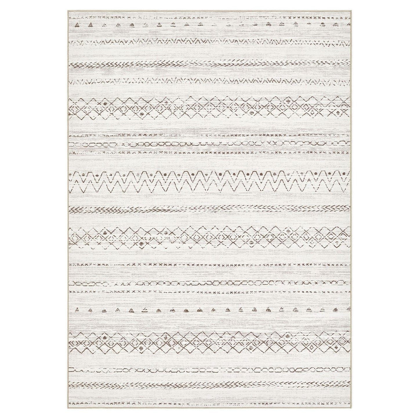 cotiled 5x7 Area Rugs Living Room Rug: Washable Boho Rugs with Non Slip Backing Large Soft Indoor Stain Resistant Carpet for Bedroom Farmhouse Dining Room Lightweight Home Decor Brown