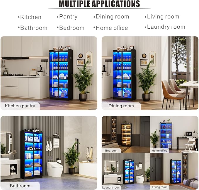 Dystler Display Cabinet with Adjustable Shelves, 5 Tier Display Case