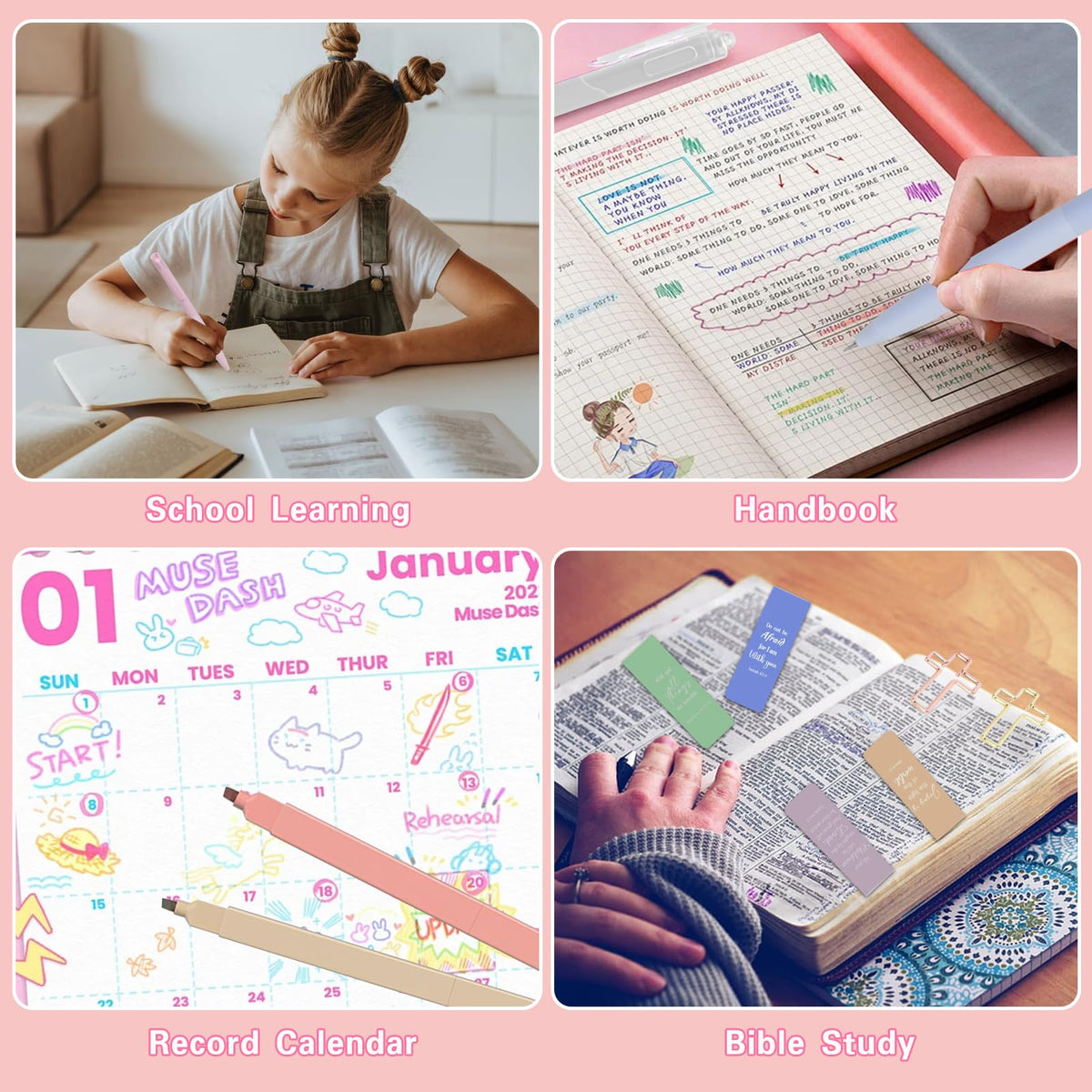 HRFGWDD Bible Study Supplies Kit for Women 76PCS Bible Journaling Kit with Bible Tabs for Women,Bible Highlighters and Pens, Bookmark, Stationary Gift Set for Christian Girls