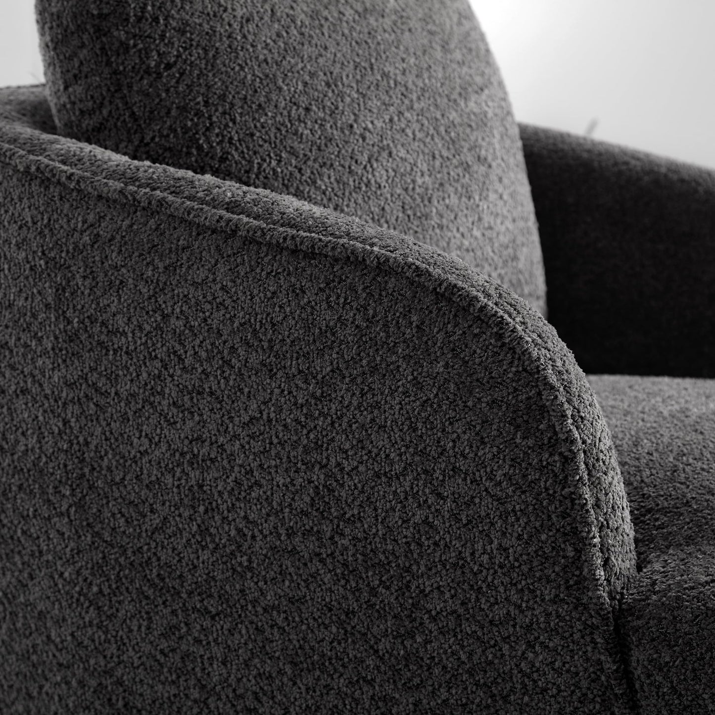 KEIKI 30" Boucle Round Accent Oversized Single Sofa Chair with High Resilience Cushion, Modern Style Upholstered Swivel Accent Barrel Chair, Lounge Armchair, Easy Assembly, for Living Room, Charcoal