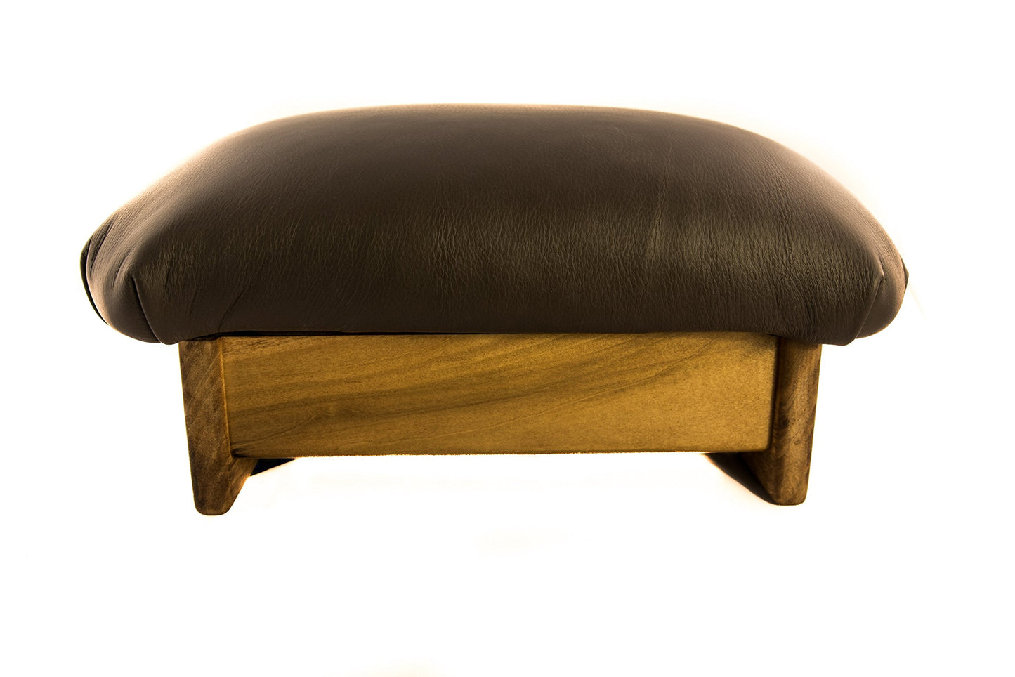 KR Ideas Padded Foot Stool: Dark Chocolate Truffle Leather (Made in The USA) (7" Tall - Maple Frame)