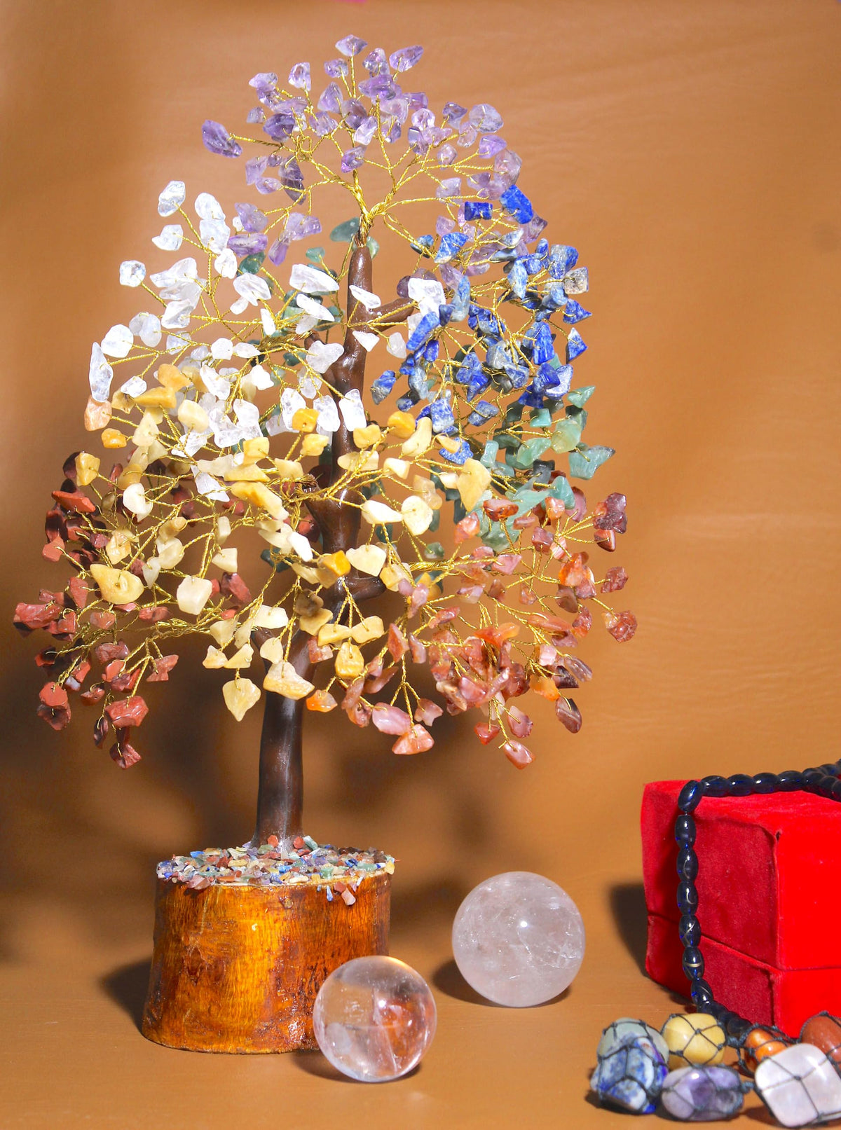 Crystal Tree of Life - 7 Chakra Healing Crystal Bonsai Tree for Home & Office Decor | Handmade Gemstone Money Tree for Positive Energy, Good Luck & Wealth | Spiritual Birthday Gift for Women & Mom