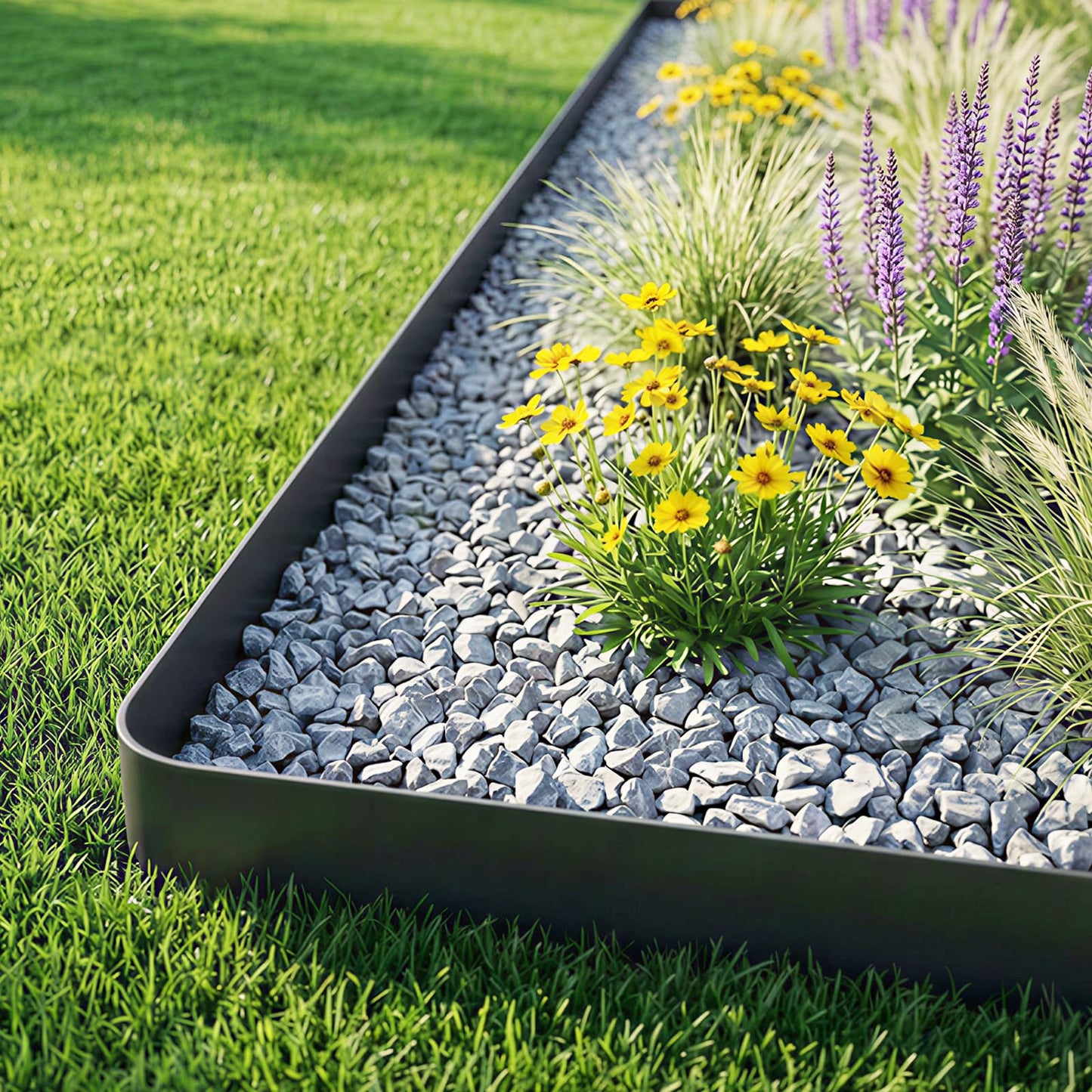 GOTGELIF No Dig Landscape Edging Border, 1.5 in x 20 FT Heavy Duty Garden Edging Kit - Includes 25 U-Shaped Stakes, Flexible Border for Lawns, Flower Beds, Patio & Walkways