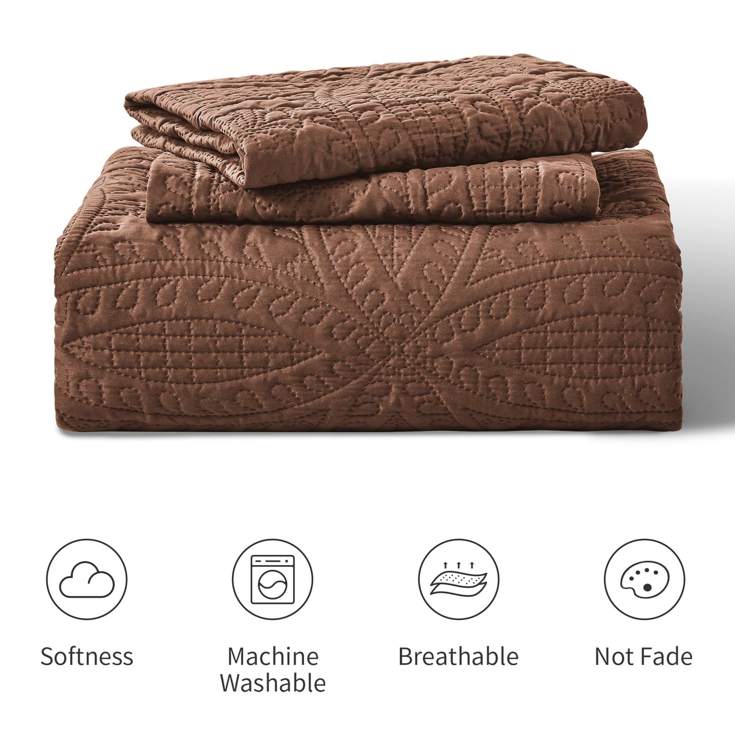 Love's cabin Quilts for Queen Bed Brown Bedspreads Bedding Set - Lightweight Bedspread Comforter - Coin Pattern Bedding Coverlet for All Season - 3 Pieces (1 Quilt, 2 Pillow Shams)