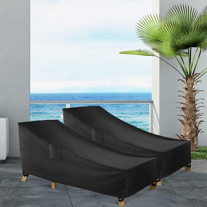 WLEAFJ Chaise Lounge Covers Outdoor Patio Lounge Chair Covers, Heavy Duty