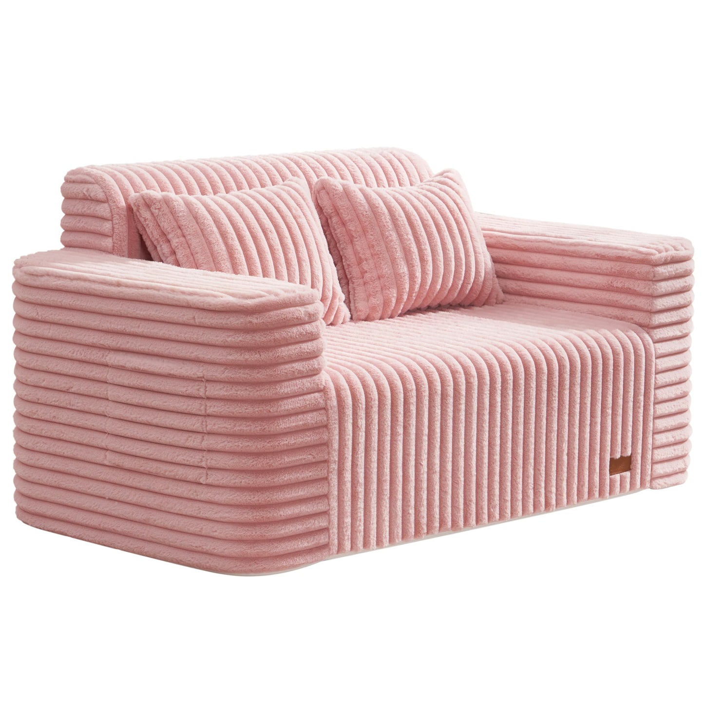 ZurNesfure Sofa Couch Cloud Loveseat, Memory Foam Couch with Pillow No Assembly Need, Modern Couch with deep seat and Washable Cover Boneless Sofas for Living Room Bedroom Apartment (Pink,Loveseat)