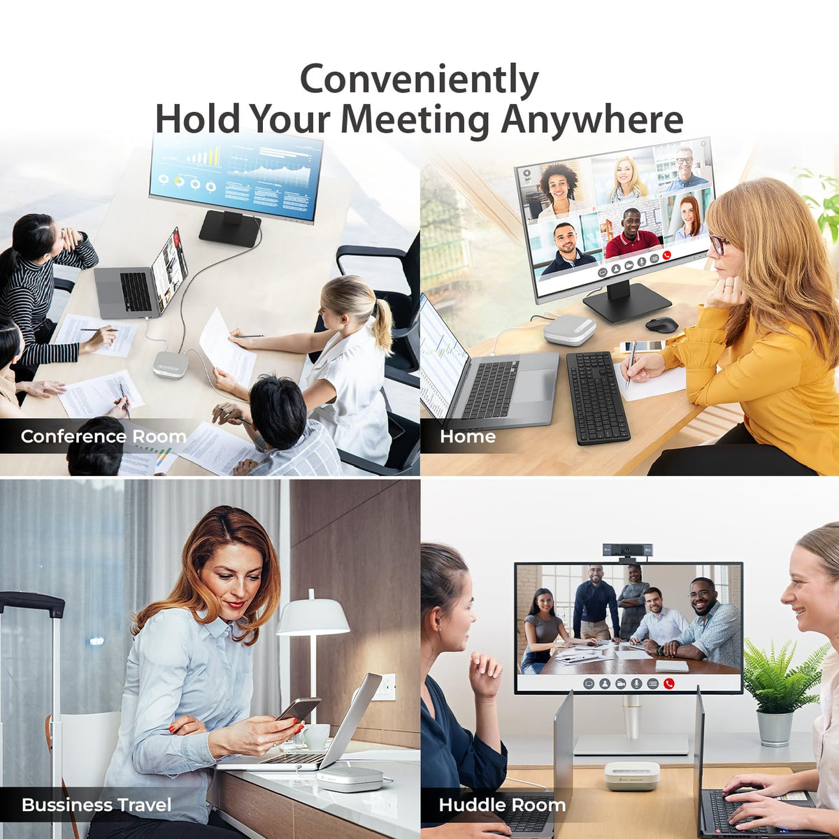 j5create USB-C 4K Speakerphone Dock, All-in-one Audio Dock for Video Conference, 4K HDMI, USB-A x 2, USB-C, Gigabit ethernet, Pass-Through Charging - Works with Teams, Zoom, and Google Meet (JCDS335)