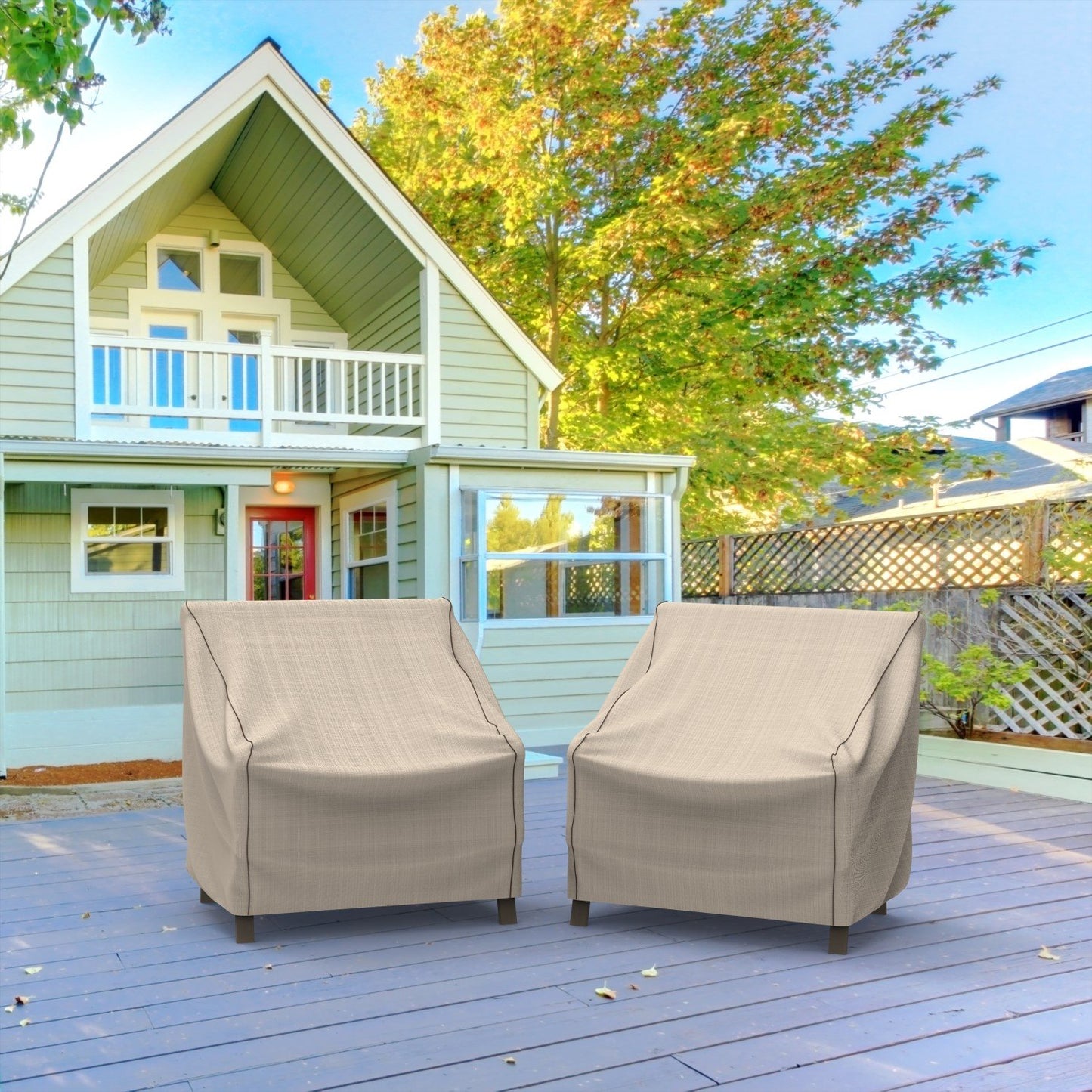 Budge English Garden Patio Chair Cover, Waterproof & UV-Resistant Outdoor Furniture Cover, Fits Medium Patio Chairs up to 36" W x 36" D x 36" H, Tan Tweed