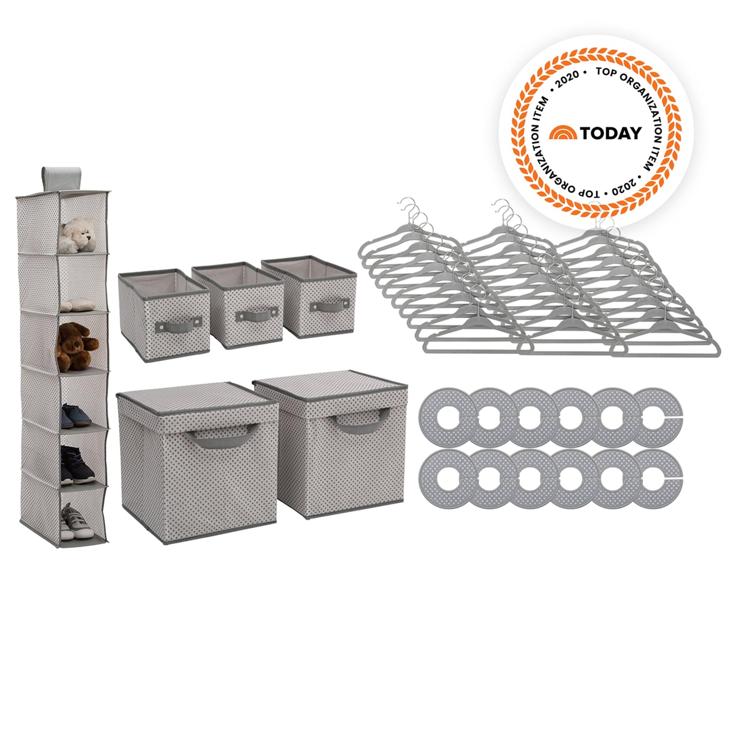 Delta Children Nursery Storage 48 Piece Set - Easy Storage/Organization Solution - Keeps Bedroom, Nursery & Closet Clean, Grey