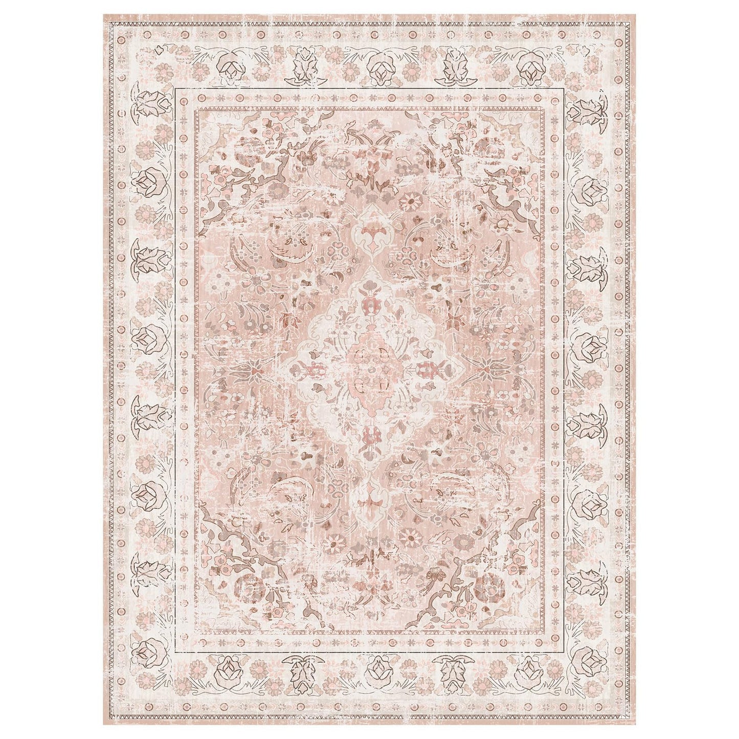 Vhong 2×3 Dusty Pink Area Rugs Washable Boho Vintage Modern Neutral Small Carpet Doormat for Bathroom Kitchen Entryway Girls' Room Nursery Room Non Slip