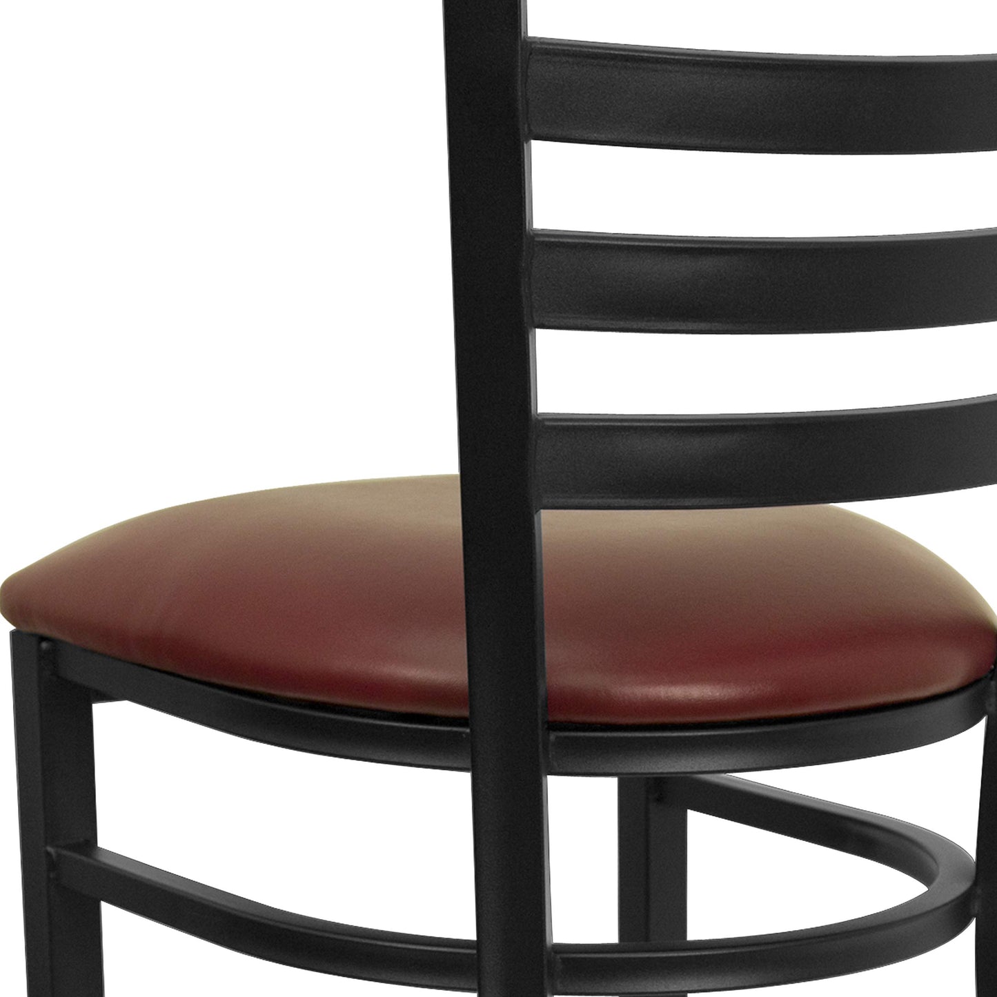 Flash Furniture HERCULES Series Black Ladder Back Metal Restaurant Barstool - Burgundy Vinyl Seat (Pack of 2)