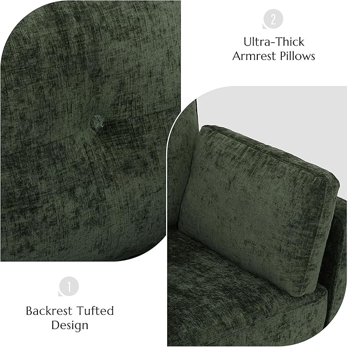 Luxury Oversized Accent Chair Set of 2, 40.9" Upholstered Piping Single