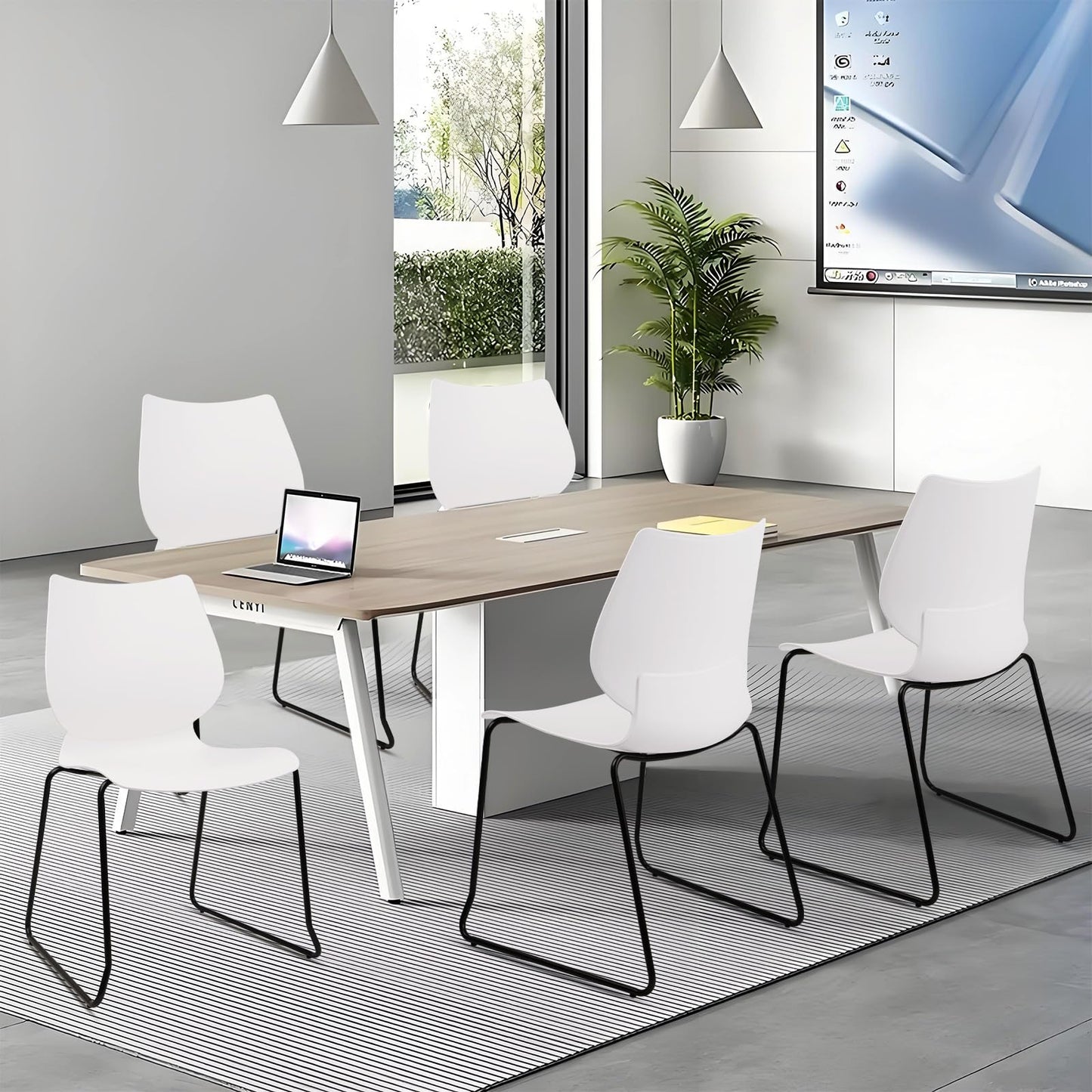 KLASIKA Stackable Waiting Room Chair, Stacking Office Chair with Ergonomic Lumbar Support and Metal Legs, Plastic Desk Chairs for Conference School Church Guest Reception Set of 12, White