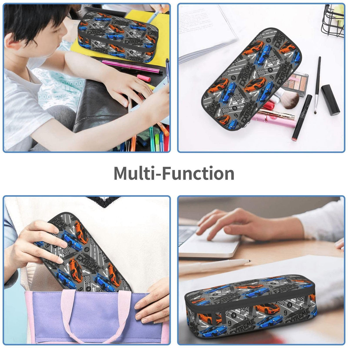 Geoocii Race Car Large Capacity Pencil Case Organizer Pencil Pouch Stationery With Zipper School Supplies Pencil Bag For Girls Boys Teens Adult Office