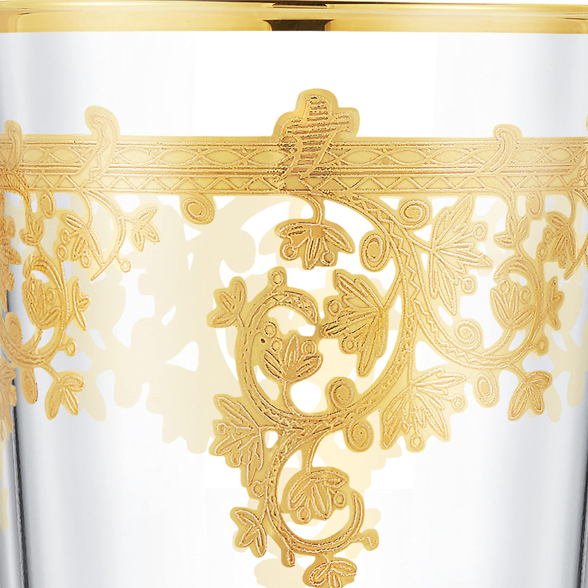 Set of 4 Embellished 24K Gold Crystal High Ball Tumbler-MADE In Italy