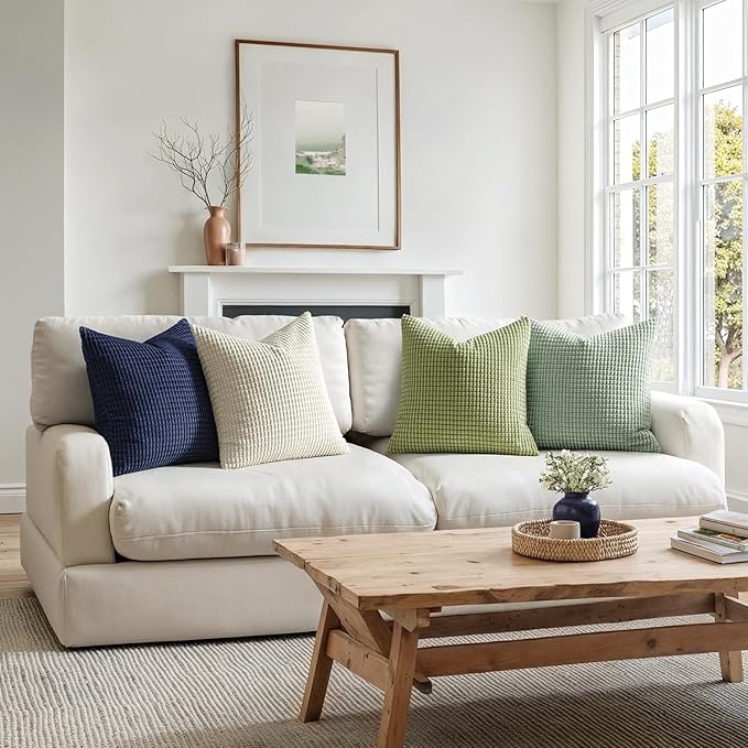 MIULEE Modern Farmhouse Decorative Spring Pillow Covers 18x18 Inch Set of 4