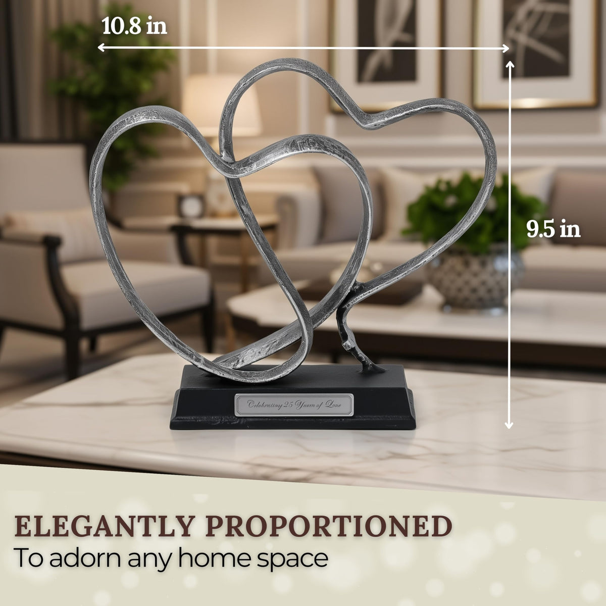 DCAPILLA 25th Anniversary Wedding Gifts – Two Hearts & Cross Keepsake - Ready-to-Gift Includes Present Box, Poem Card, and Engraved Plaque