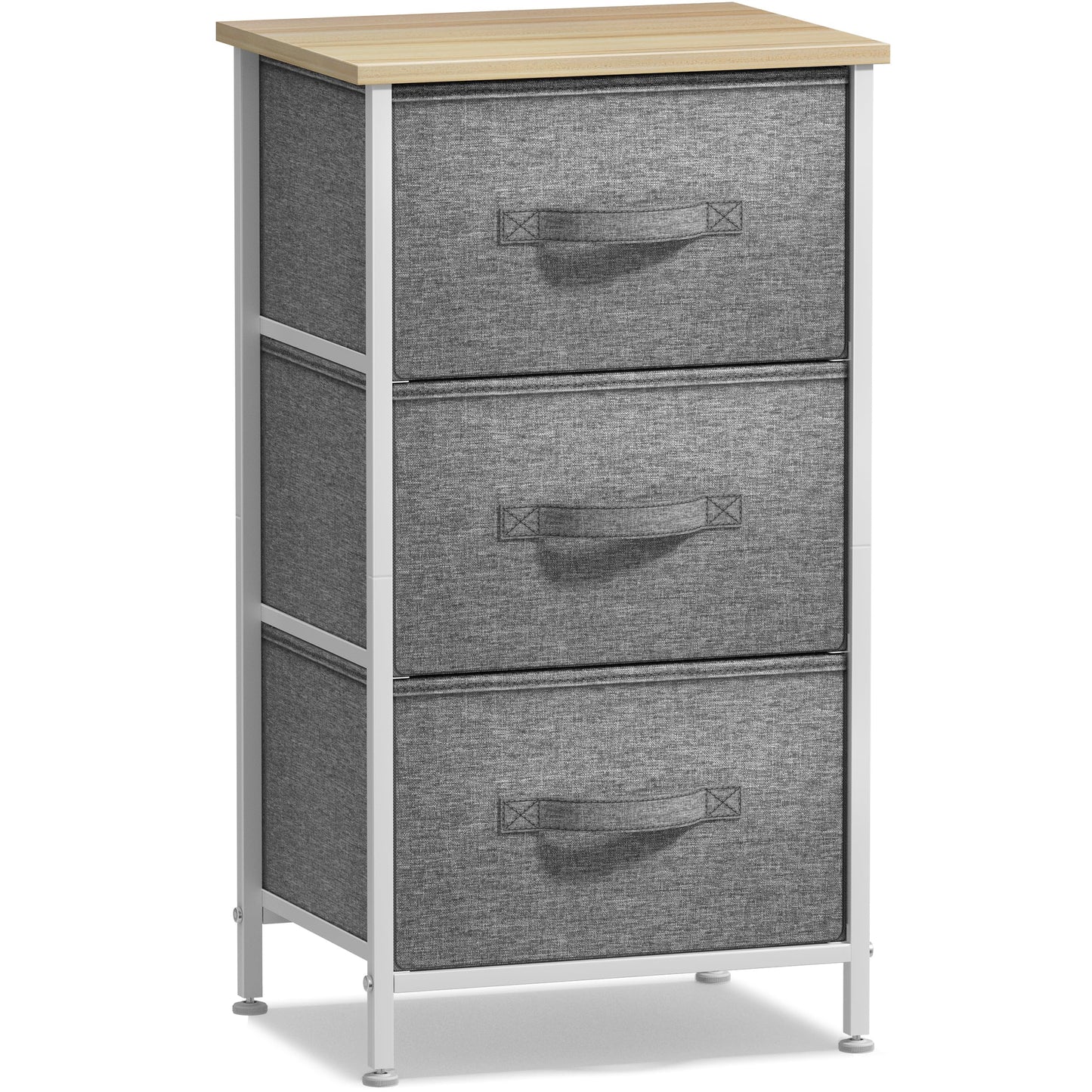 Sorbus Nightstand with 3 Drawers - Bedside Furniture & Night Stand End Table Dresser with Steel Frame, Wood Top, Easy Pull Fabric Bins for Home, Bedroom Accessories, Office & Dorm