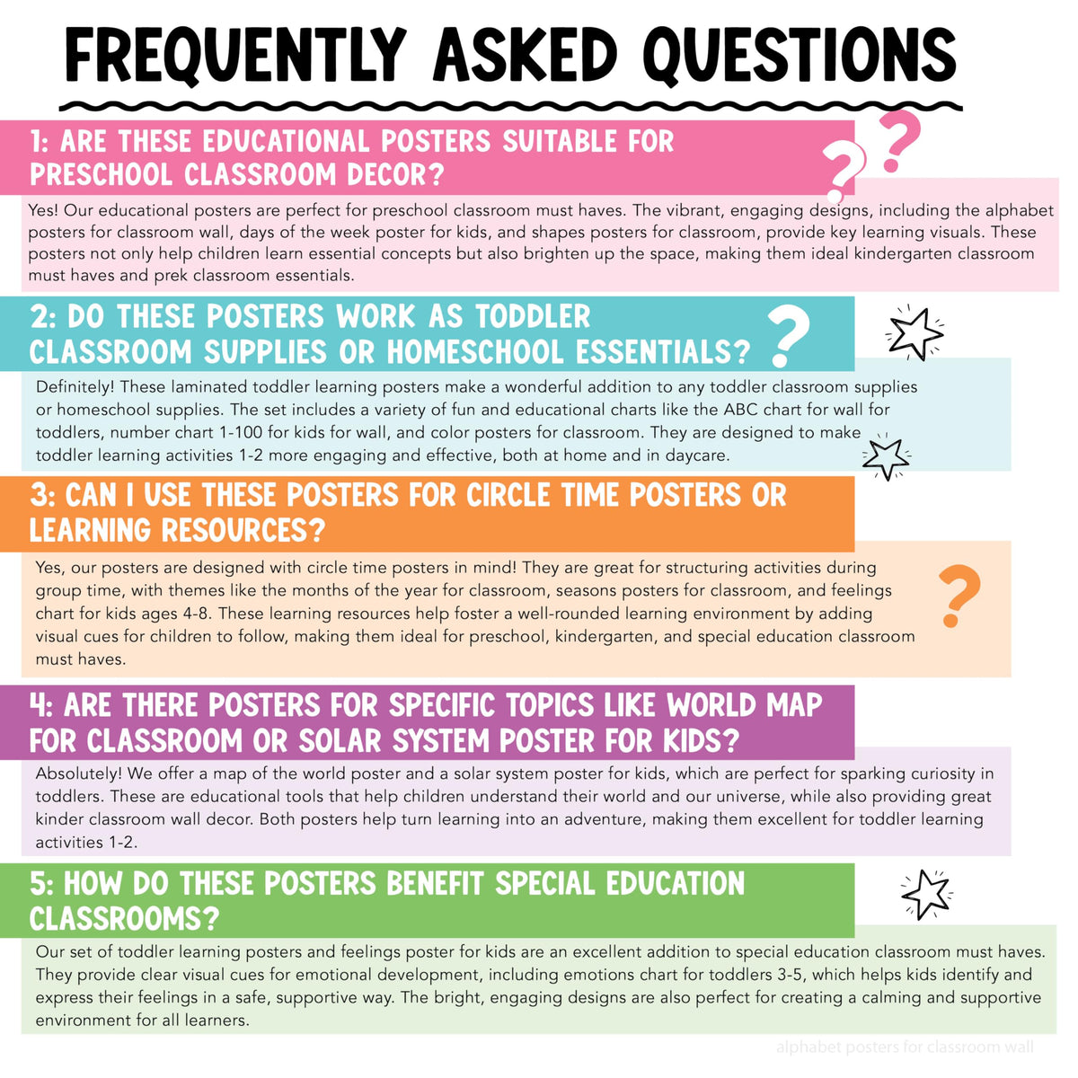 Hadley Designs 16 Educational Posters for Classroom Must Haves - Laminated Pre-K Posters for Toddler Homeschool Essentials, Toddler & Preschool Learning Activities, Kindergarten Classroom Decor