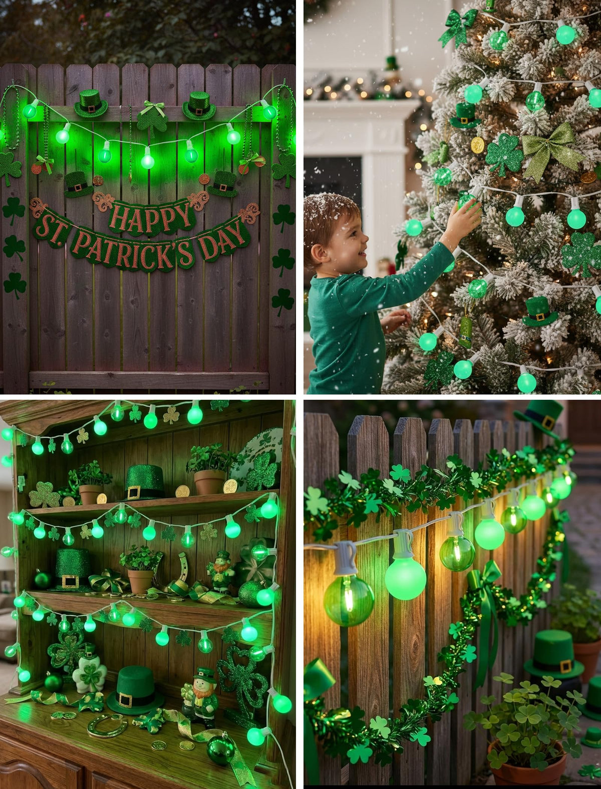 50FT G40 LED Outdoor Globe String Lights, St. Patrick's Day Decorations Lights Outdoor with 27 Shatterproof Green Bulbs, Hanging Globe Patio Lights Waterproof for Outside Party Wedding Porch Backyard
