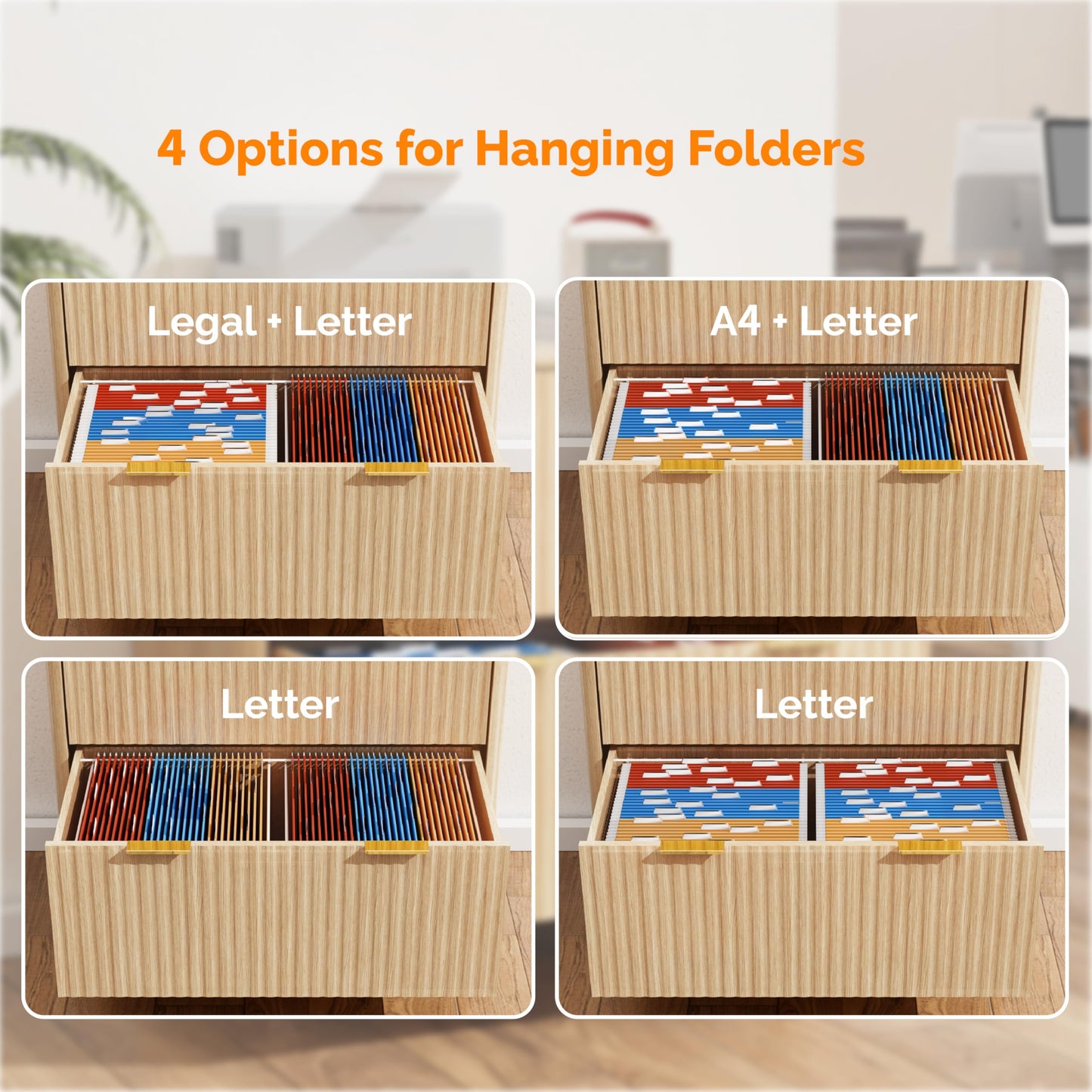 VINGLI 2 Drawer File Cabinet, Home Office Filing Organizer, for Letter Legal A4 Size File Folder Storage, Modern Style Fluted Design, Wood Lateral Filing Cabinet, Printer Stand, Archivador (Oak)