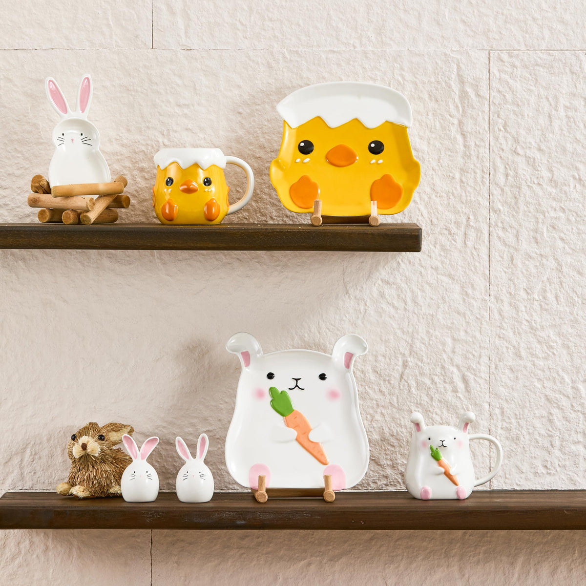 Bico Dreamy Rabbit Ceramic Hand Painted Easter Spoon Rest, Microwave and Dishwasher Safe