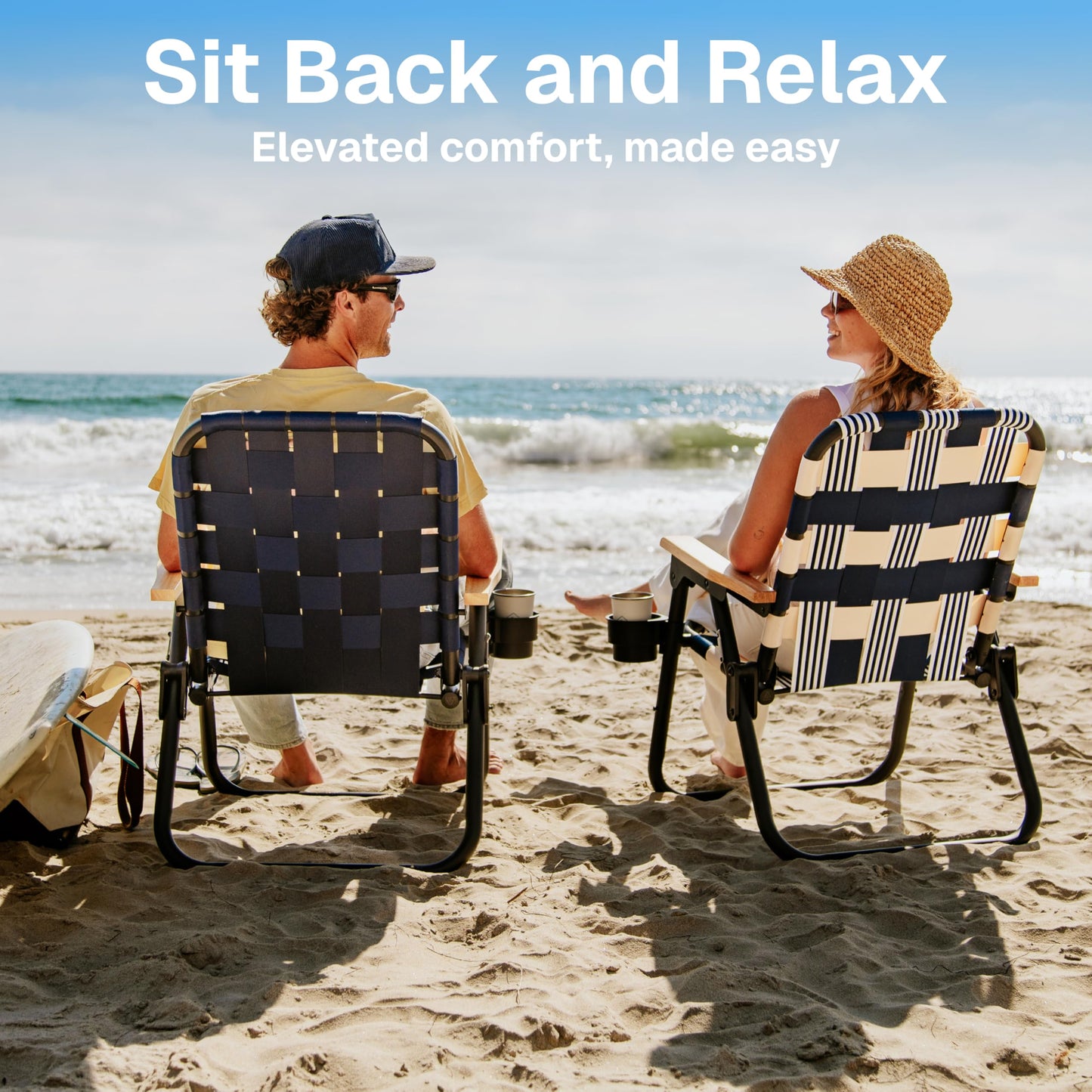 GoSports Outdoors WOVN Beach Backpack Chair - Premium Folding Camping Chair - 9 Styles Available - LIDO
