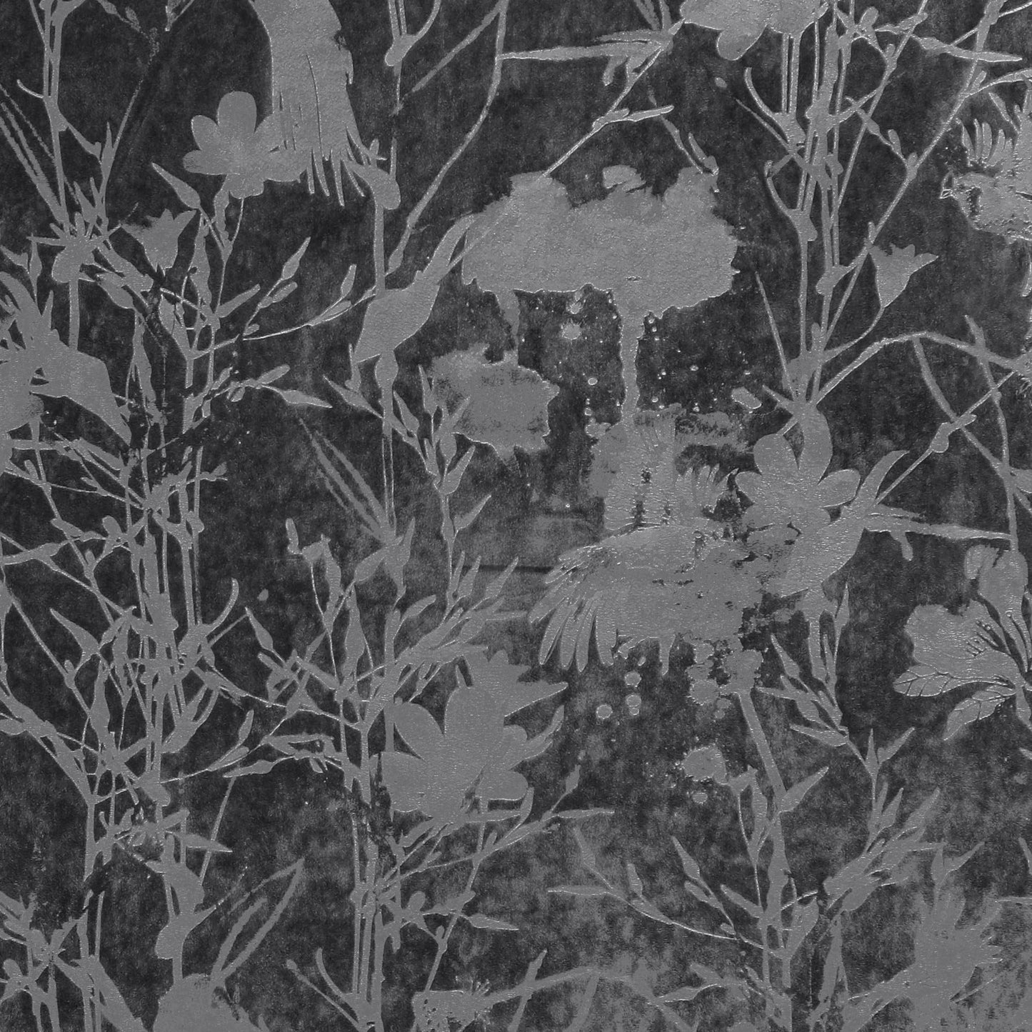 H.VERSAILTEX Luxury Velvet Curtains for Bedroom 108 Inches Length 2 Panels Thermal Birds and Lotus Floral Pattern Curtains for Living Room Boho Style Grommet Drapes for Theatre Hall, Dark Gray