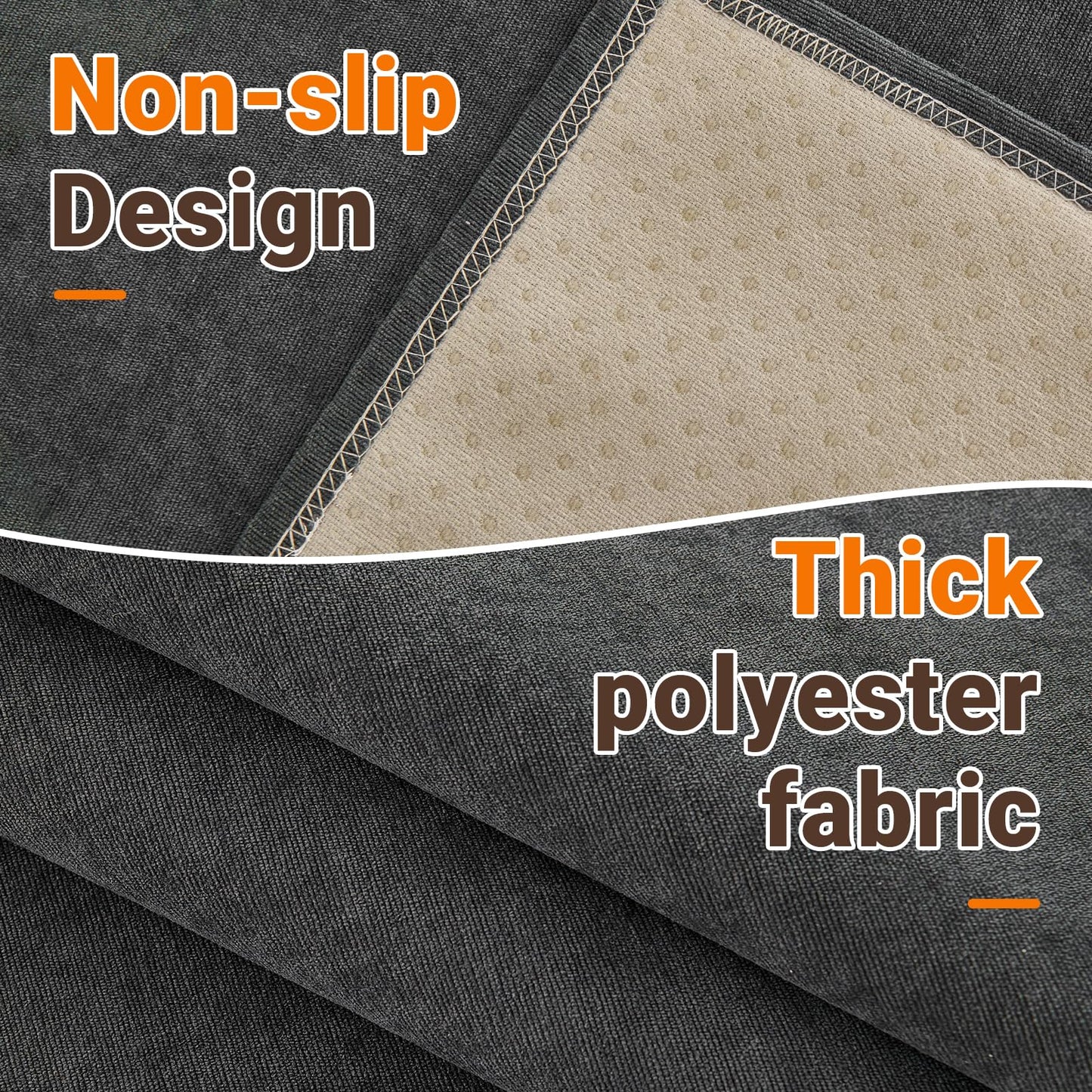 Deep Dream Sectional Couch Covers U Shape, 3 Pieces Waterproof Sofa Cover for Sectional Sofa, Non Slip U Shaped Couch Cover with Chaise Lounge for Dogs Pets, Dark Grey (2PCS 110"x63" + 1PCS 90"x71")