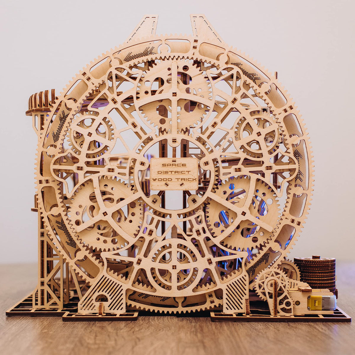 Wood Trick Wooden Marble Run Electric Motorized - 3D Wooden Puzzles for Adults to Build - 15x14 in - Roller Coaster Wooden Model Kits for Adults to Build