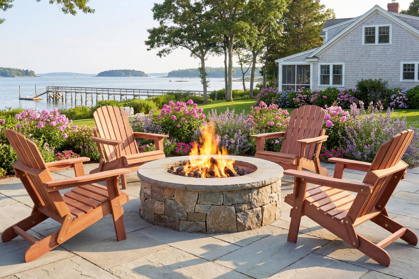 Wood-Natrl Oversized Wooden Folding Adirondack Chair with Pre-Assembled Backrest and Seat Board, Lounge Chair for Outdoor Patio Garden Lawn Backyard Firepit Deck Pool Beach