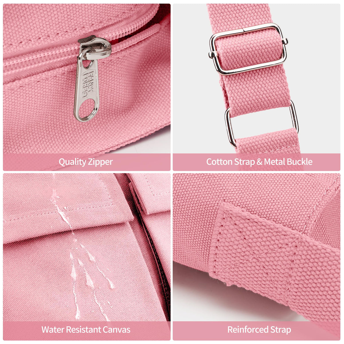 Canvas Messenger Bag for Women Men, Large Crossbody Bag for College Work Travel Daily, Pink