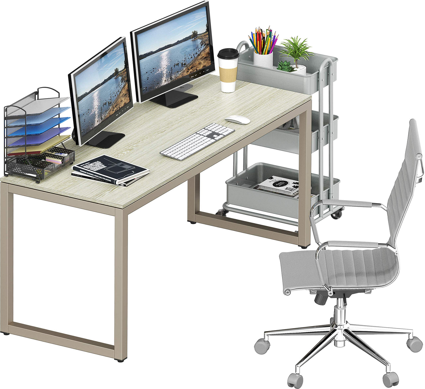 SHW 55-Inch Commercial-Grade Office Computer Desk, Maple