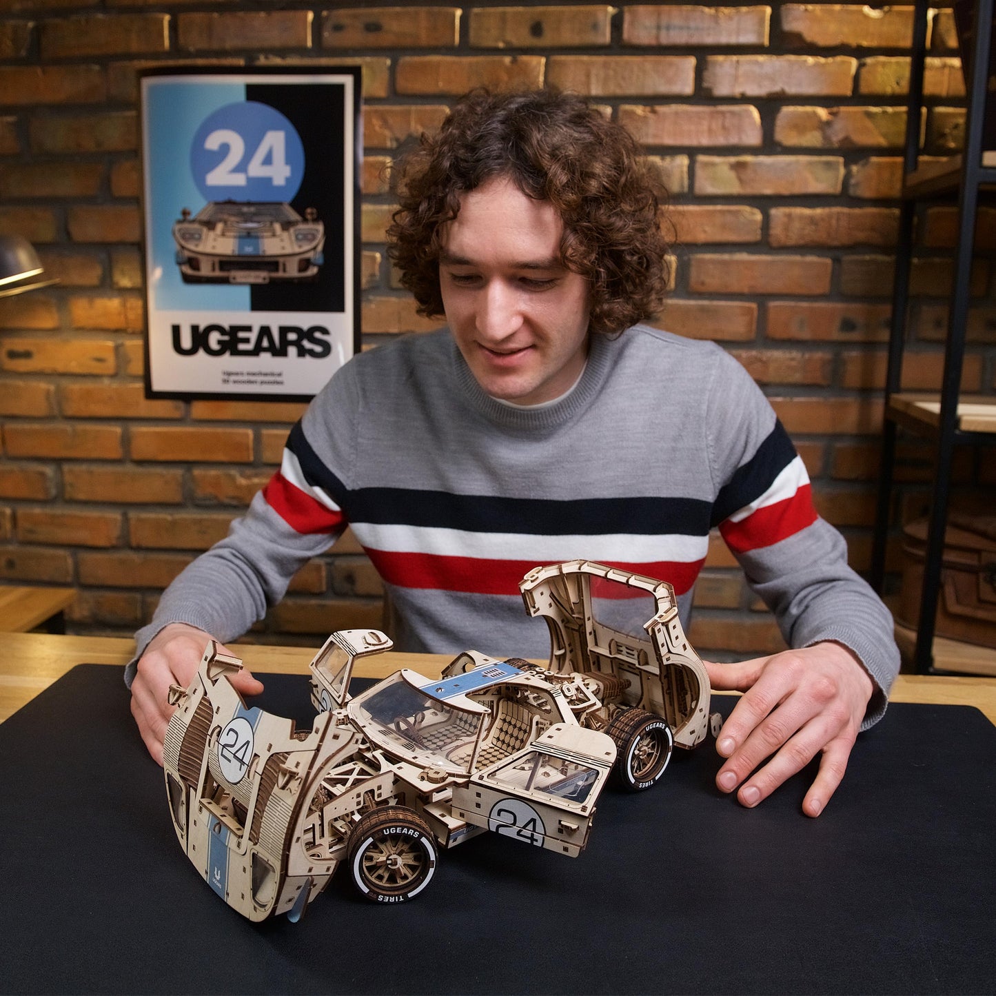 UGEARS UGT-24 Endurance Racer 3D Wooden Puzzles for Adults - DIY Model Car Kits 3D Puzzle, Mechanical Wooden Model Kits for Adults to Build, Wood Sports Car Racing Brain Teaser, Hobby Gift