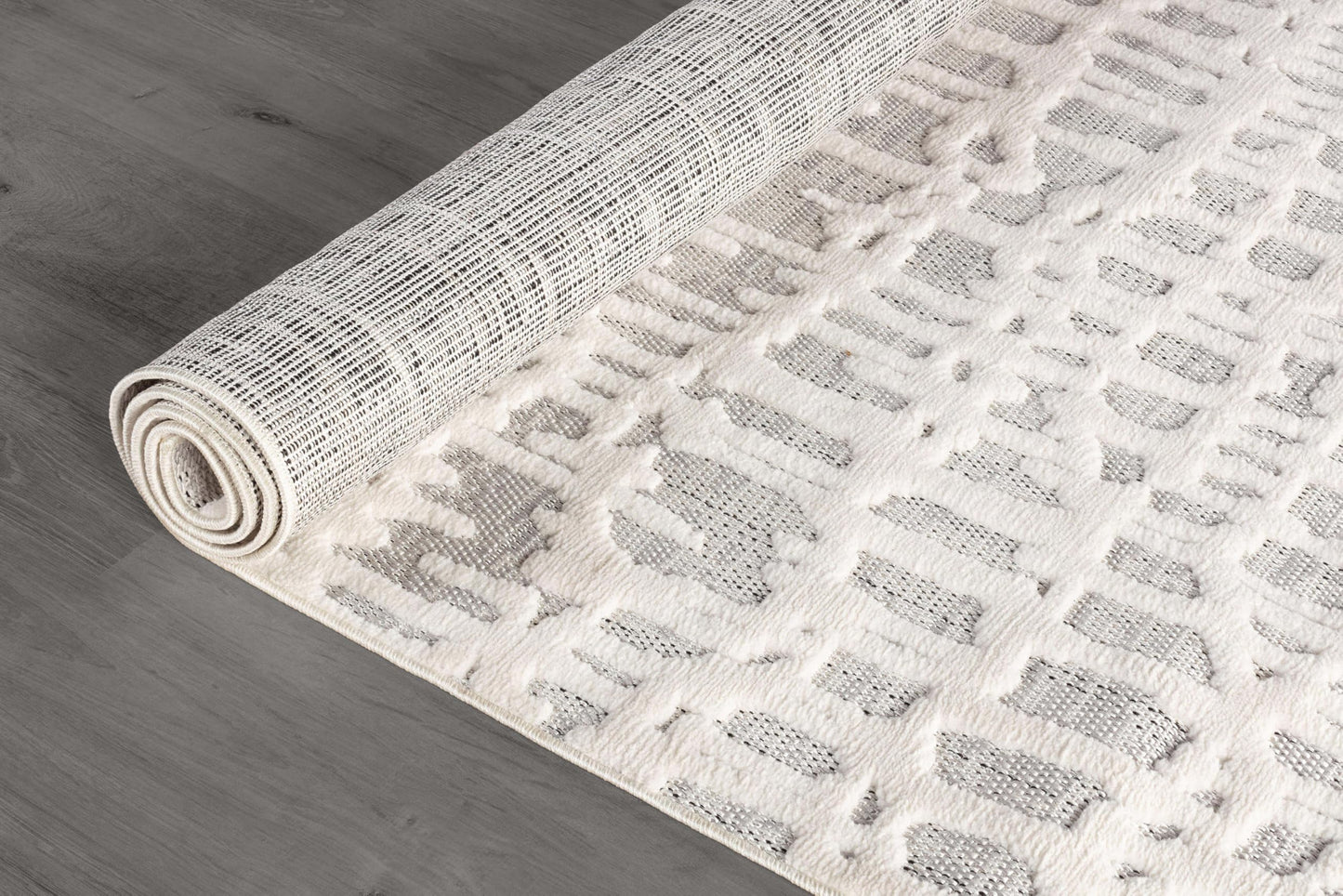 Beverly Rug Micro Loop Area Rug Gray/White 8x10 Abstract Modern Luxury Irregular Grid Durable Soft Indoor Rugs for Living Dining Room Office Stain Resistant Non Shedding Casual Indoor Carpet 8 x 10