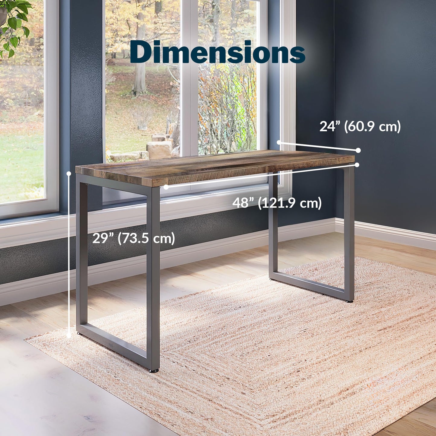 Vari Table 48x24 - Modern Computer Desk with Durable Laminate Finish and Slim Legs - Ideal for Gaming, Home, or Office - Stand-Alone Workstation or Corner Side Table - Reclaimed Wood