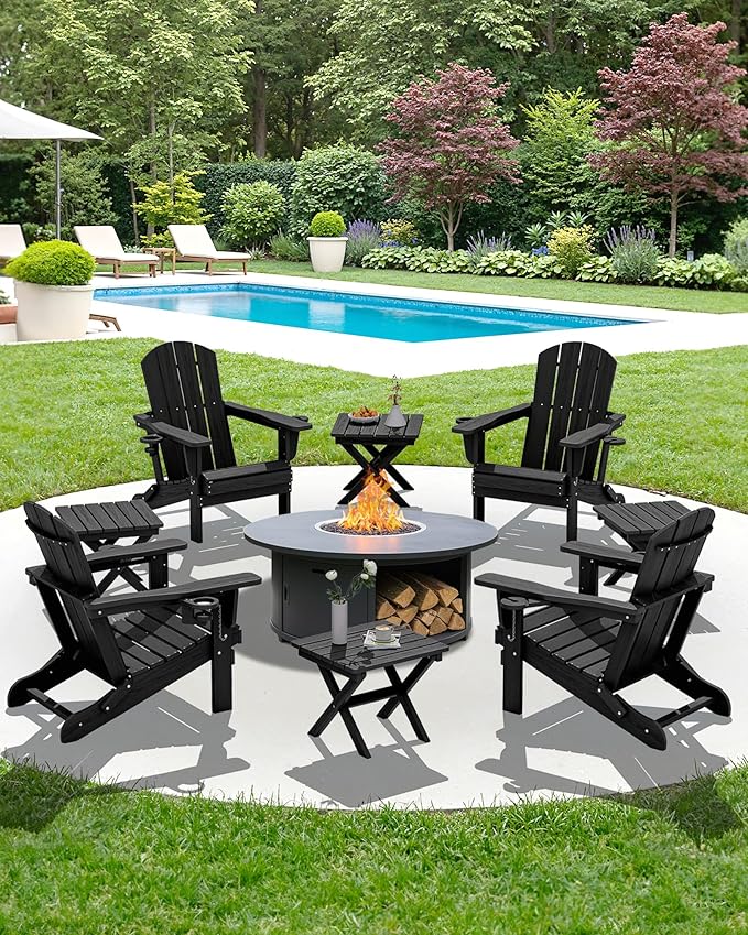 SERWALL Folding Outdoor Side Table Set of 4, Small Adirondack Side Table