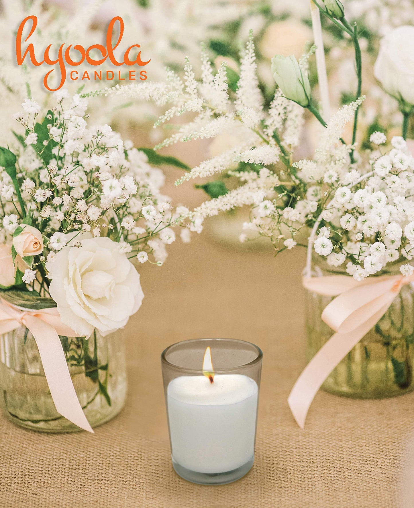 Hyoola White Votive Candles in Glass - Pack of 24 Votive Candle - 12 Hour Burn Time - Unscented Votive Candles - European Made Glass Votives