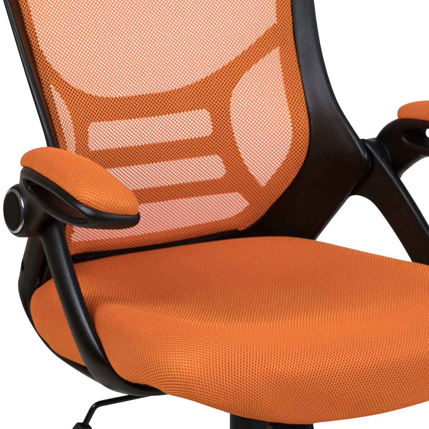 Flash Furniture Porter Mesh High Back Ergonomic Swivel Office Chair with Lumbar Support, Flip-Up Arms, Tilt Lock/Tilt Tension, Height Adjustable, Black/Black Frame