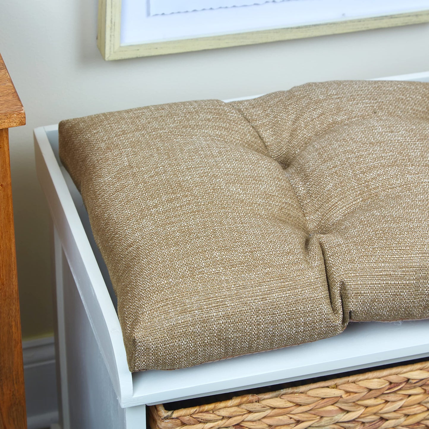 Klear Vu The Gripper Non-Slip Tufted Bench Cushion for Indoor Furniture, Assembled in USA, Entryway Storage, Bay Window, Corner Nook or Piano Seat, 33 Inches, Solid Gold