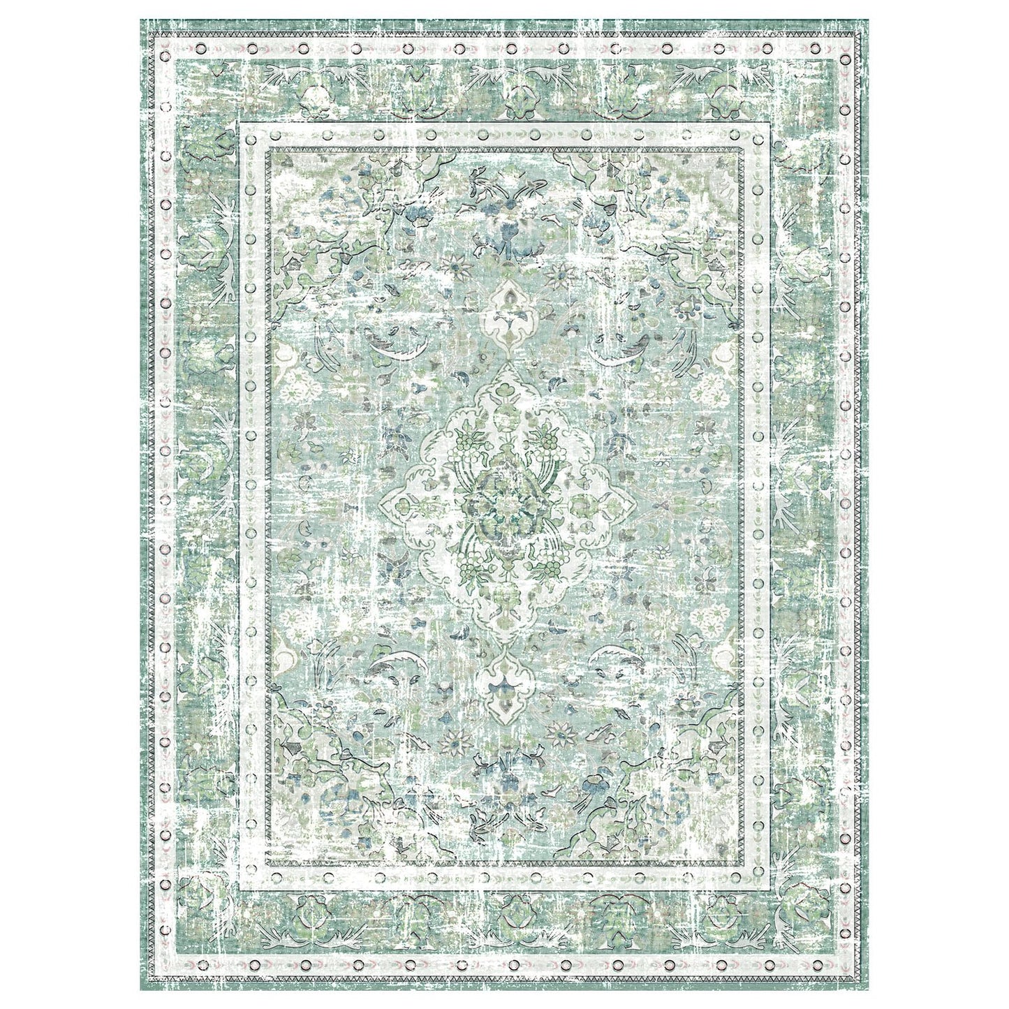 Vhong Boho Area Rugs Washable Vintage Modern Neutral Small Carpet Sage Green 2×3 High Traffic Rugs Doormat for Bathroom Kitchen Entryway Non Slip