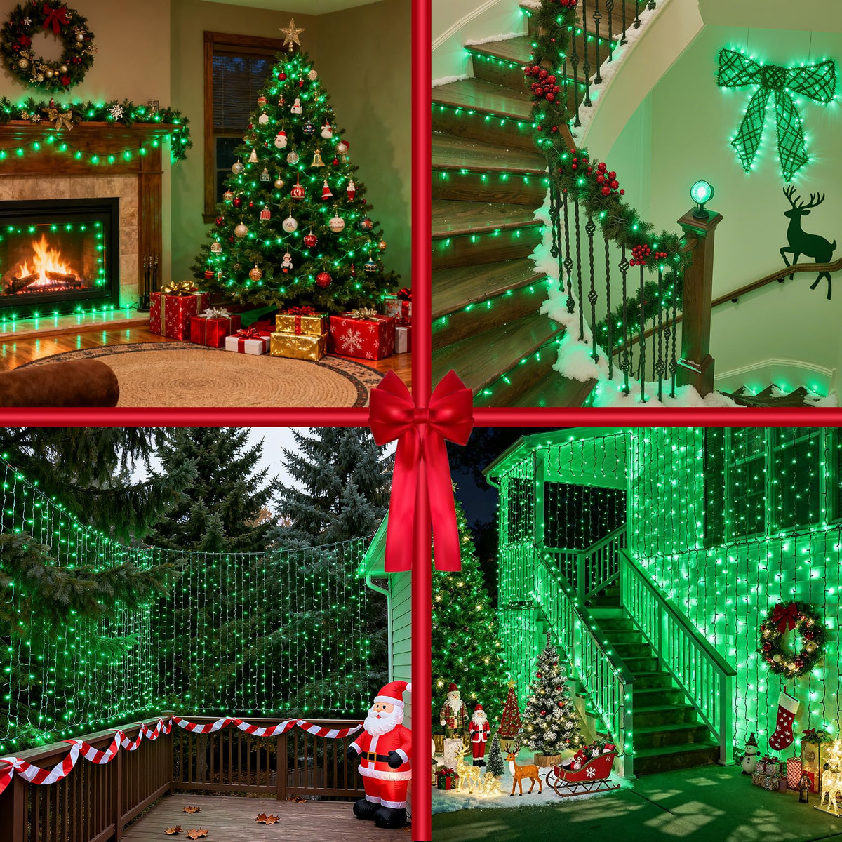 750 LED Christmas String Lights Outdoor, 240FT Twinkle Fairy Lights with Timer & Memory, 12 Modes Dimmable Waterproof St Patricks Day Decorations for House Patio Wedding Party Christmas, Green